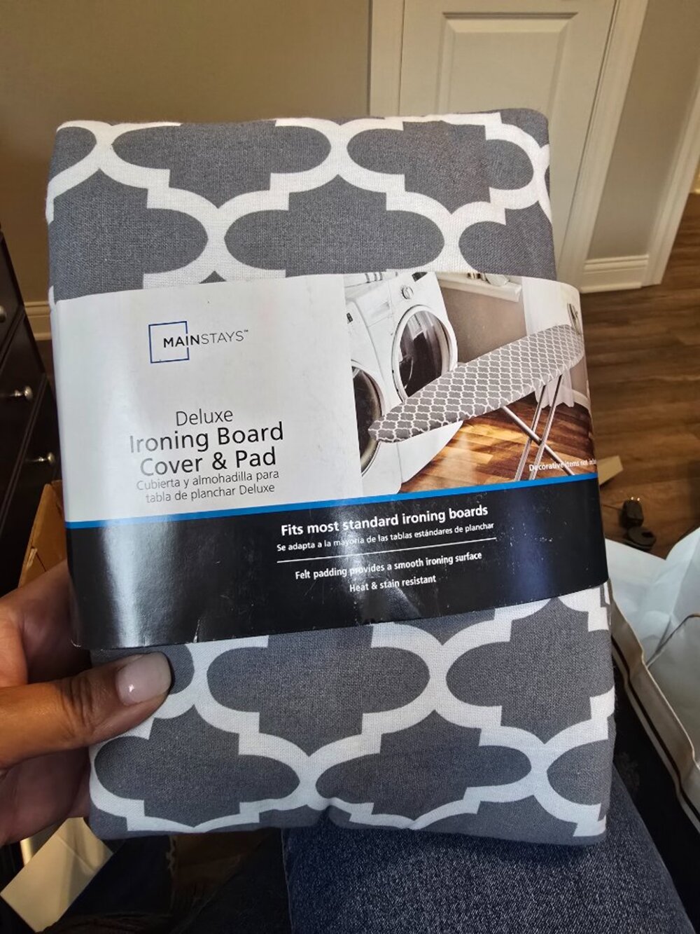 Mainstays Deluxe Ironing Board Cover & Pad - Gray Lattice Pattern NEW NIB
